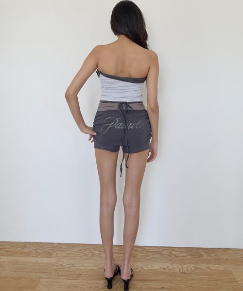 Ruched Tie Shorts (CHARCOAL)