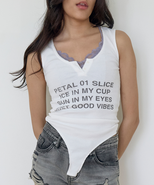 Printed Line Sleeveless (WHITE)