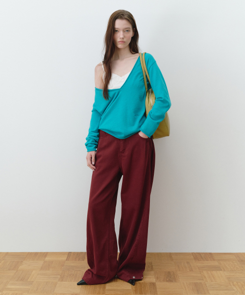 BALLOON PINTUCK PANTS BURGUNDY