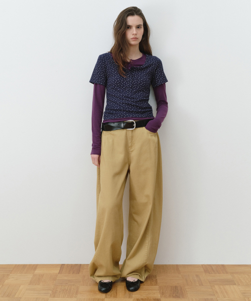 BALLOON PINTUCK PANTS BEIGE