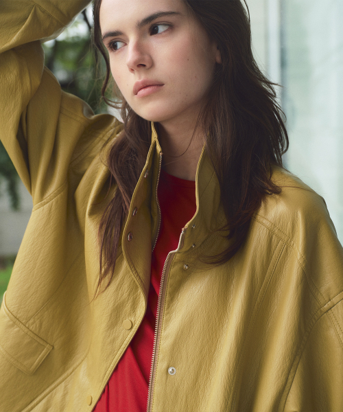 VINTAGE LEATHER JACKET MUSTARD