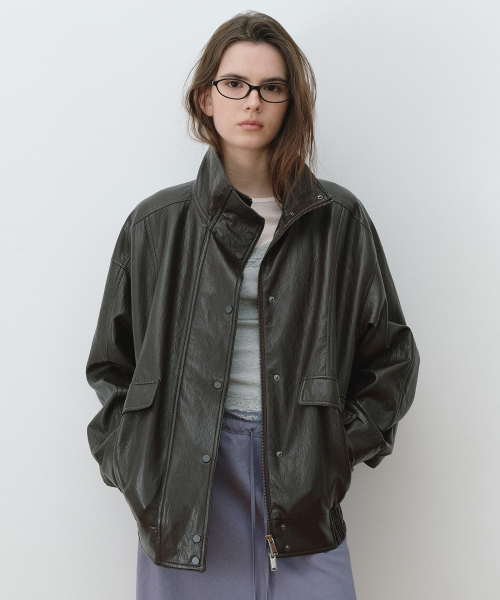 VINTAGE LEATHER JACKET D/BROWN