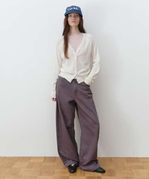 PIGMENT CURVED WIDE PANTS DEEP PURPLE