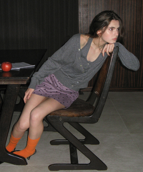 V NECK CARDIGAN SET GRAY