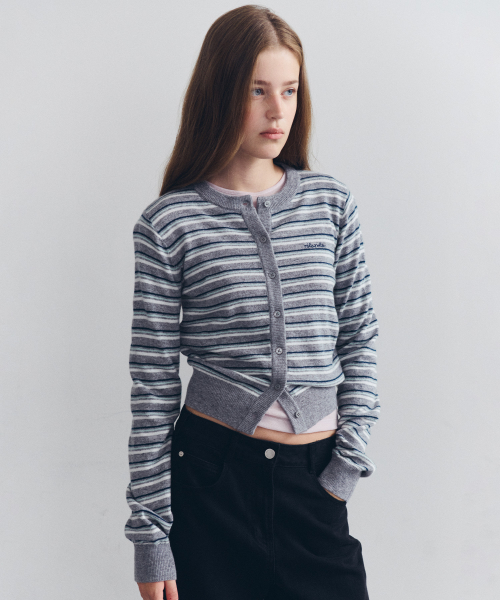STRIPE CARDIGAN GRAY