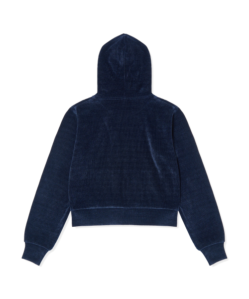 여성 C로고 벨루어 후드 집업 Navy