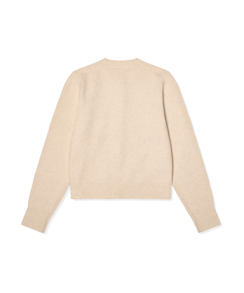 여성 하트 로고 울 가디건 Ivory