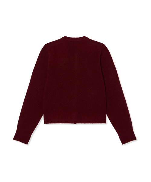 여성 하트 로고 울 가디건 Red