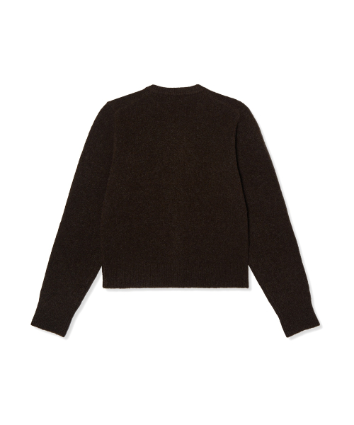여성 하트 로고 울 가디건 Brown