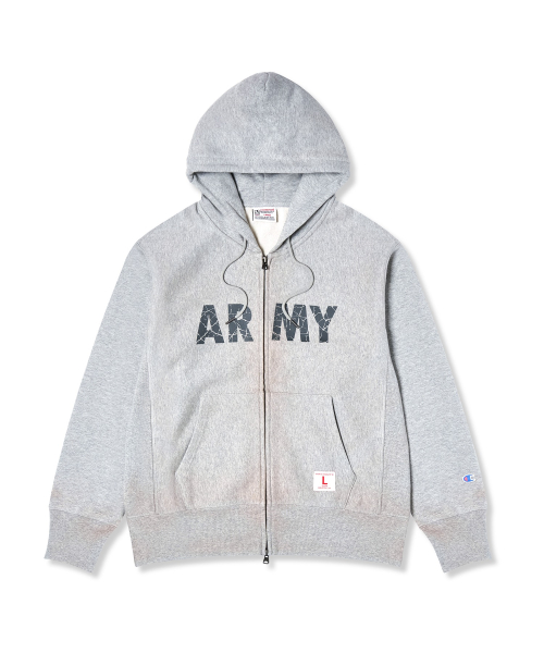 헤리티지 리버스위브 ARMY 후드 집업 Medium Grey