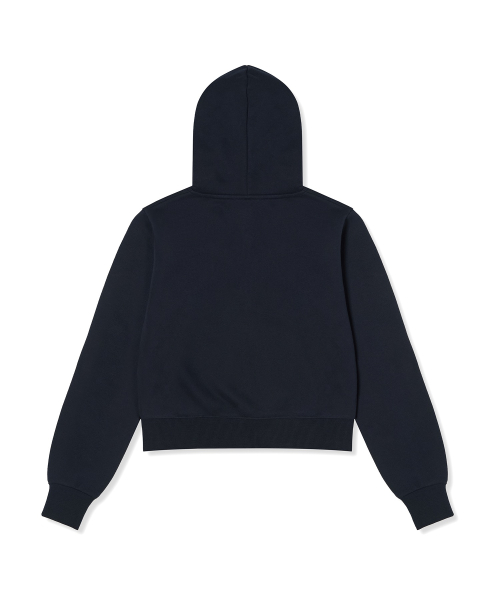 여성 USA 로고 크롭 기모 후드 집업 Navy