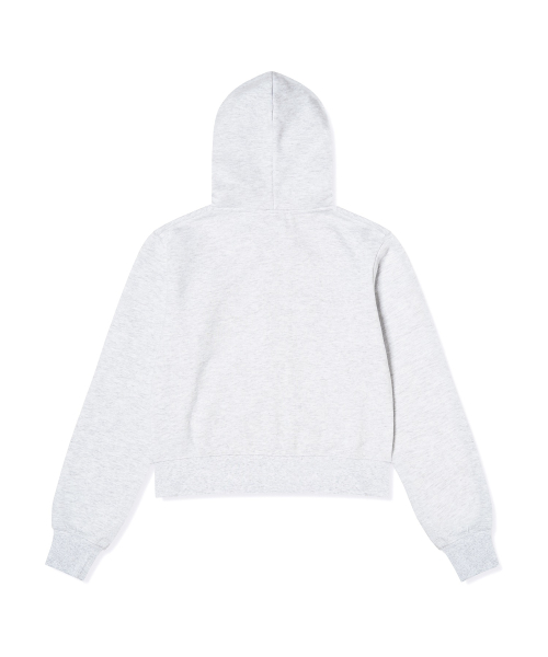 여성 USA 로고 크롭 기모 후드 집업 Light Grey