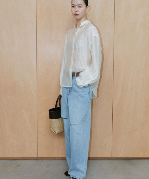 Sheer Stripe Shirt Ivory (TA6764A050)