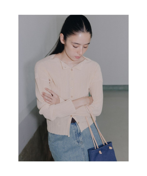 Ohu Pleated Knit Cardigan Beige (TA645AA04A)