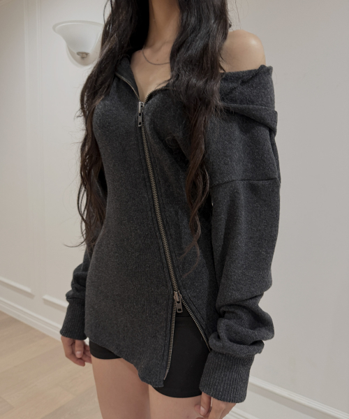 [X gemgem paradis] IRA zip-up hoodie / charcoal