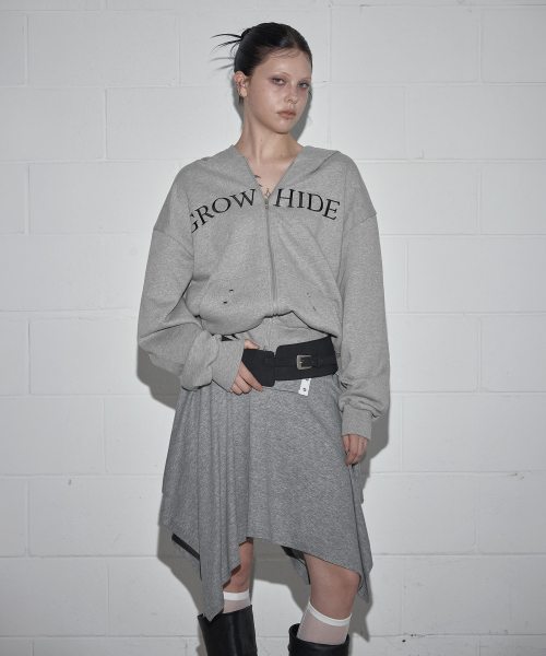 Rozen Folding Lace Flared Midi Skirts_Gray