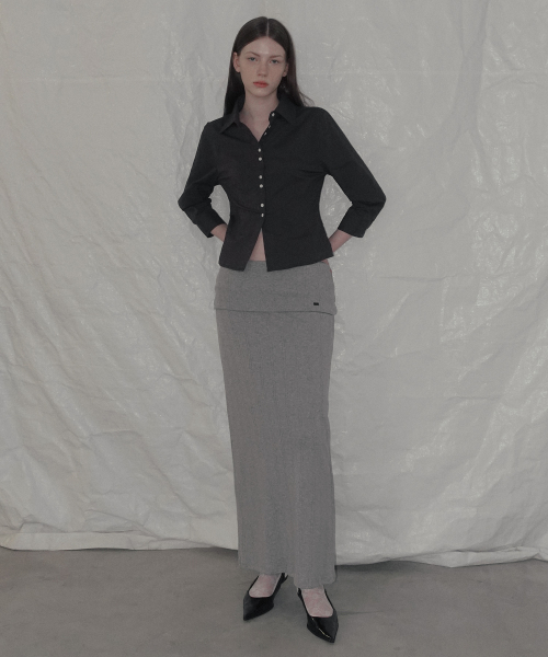 Titon Double Button Slim 3/4 Shirts - Charcoal