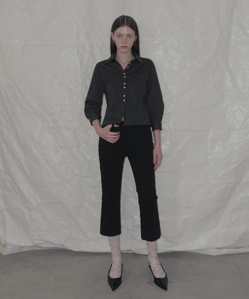 Titon Double Button Slim 3/4 Shirts - Charcoal