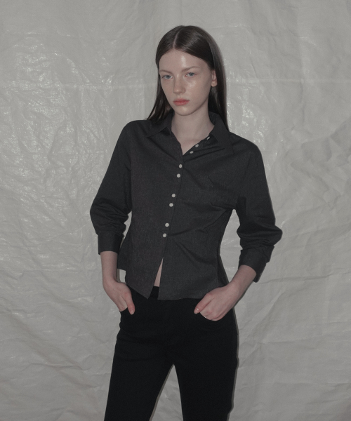 Titon Double Button Slim 3/4 Shirts - Charcoal
