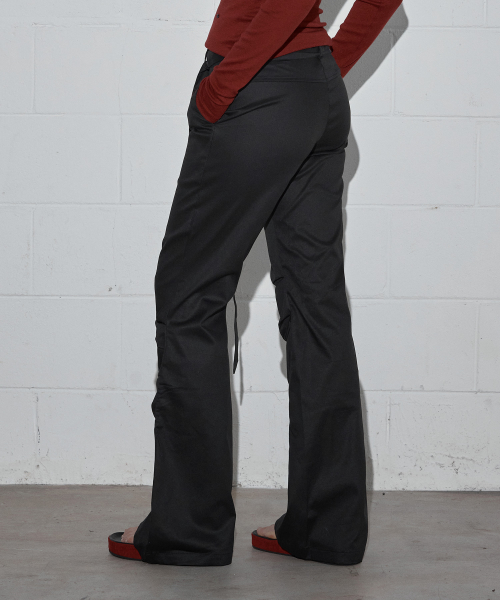 Tocheu Shirred Slim Bootcut Long Pants_Black