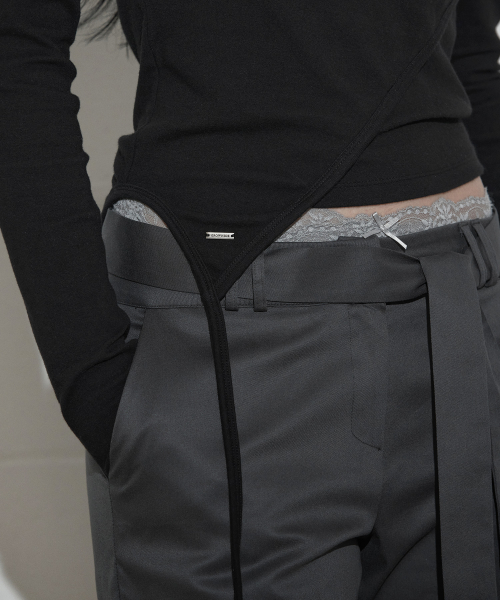 TOTS Shirred Slim Bootcut Long Pants_Charcoal