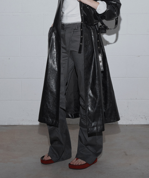 TOTS Shirred Slim Bootcut Long Pants_Charcoal