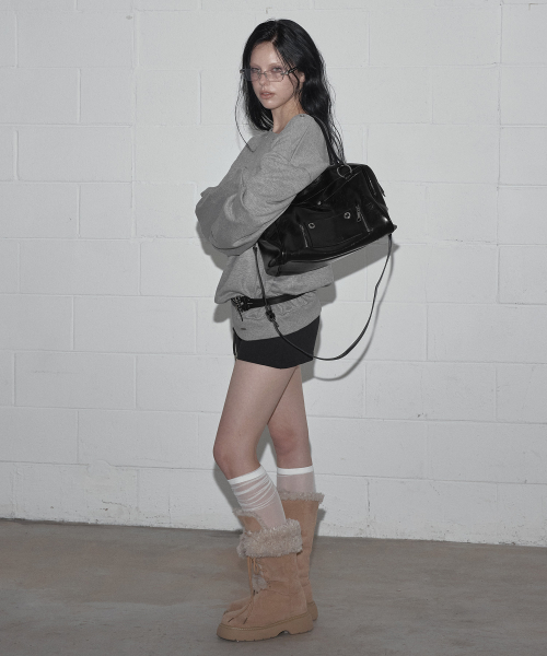 Deuon Eyelet Asymmetric Sweat-Shirt One Piece Gray