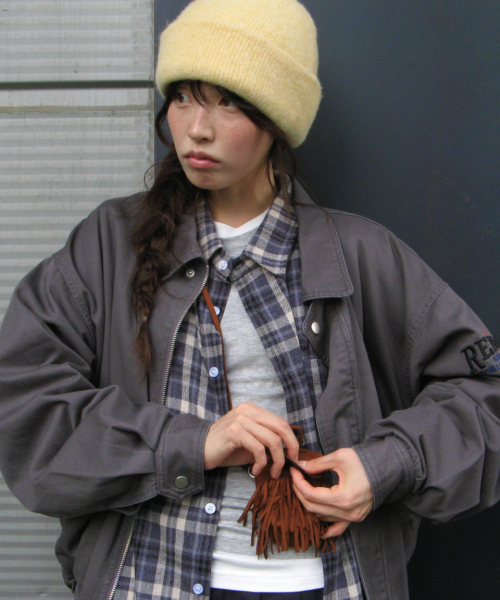 WASHED VINTAGE COTTON BLOUSON CHARCOAL