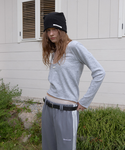 Ross deep u-neck knit - Gray