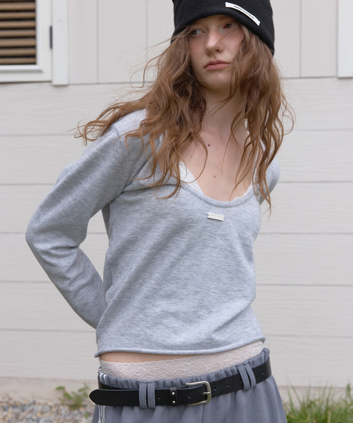 Ross deep u-neck knit - Gray