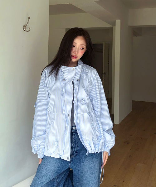 MINI FLOWER STRIPE WINDBREAKER BLUE STRIPE