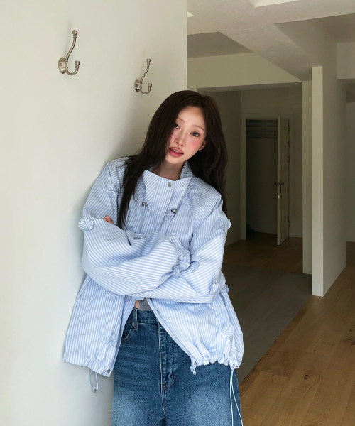 MINI FLOWER STRIPE WINDBREAKER BLUE STRIPE