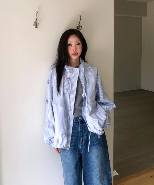 MINI FLOWER STRIPE WINDBREAKER BLUE STRIPE