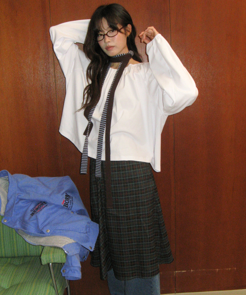 SHIRRING PUFF LONG SLEEVE WHITE