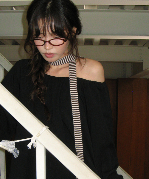 SHIRRING PUFF LONG SLEEVE BLACK