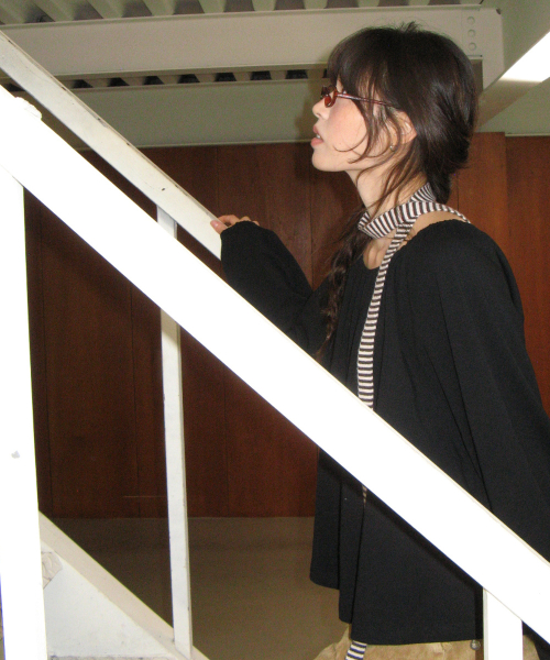 SHIRRING PUFF LONG SLEEVE BLACK