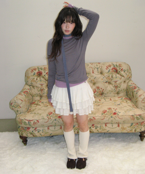 SOFT MINI LABEL LONG SLEEVE CHARCOAL