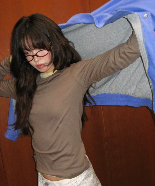 SOFT MINI LABEL LONG SLEEVE BROWN