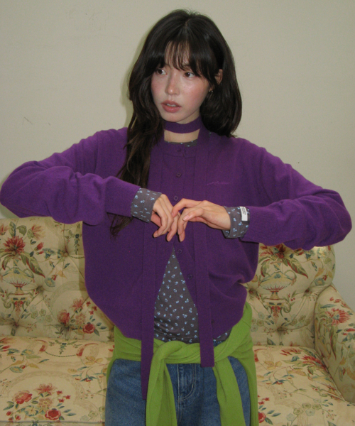 SOFT MINI LABEL LONG SLEEVE CHARCOAL FLOWER