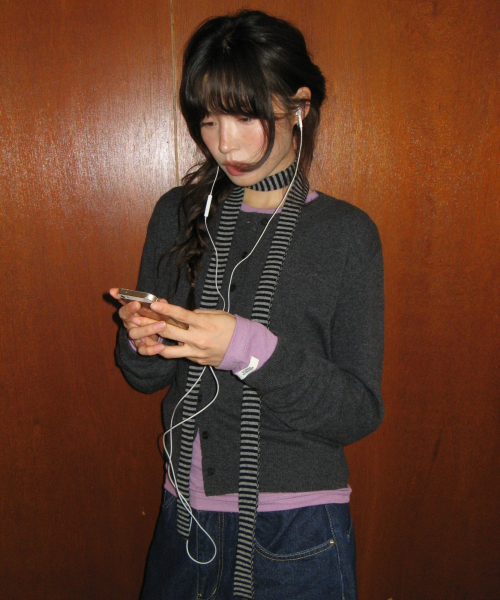 BASIC WOOL ARCHIVE CARDIGAN CHARCOAL