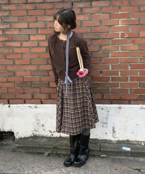 BASIC WOOL ARCHIVE CARDIGAN BROWN