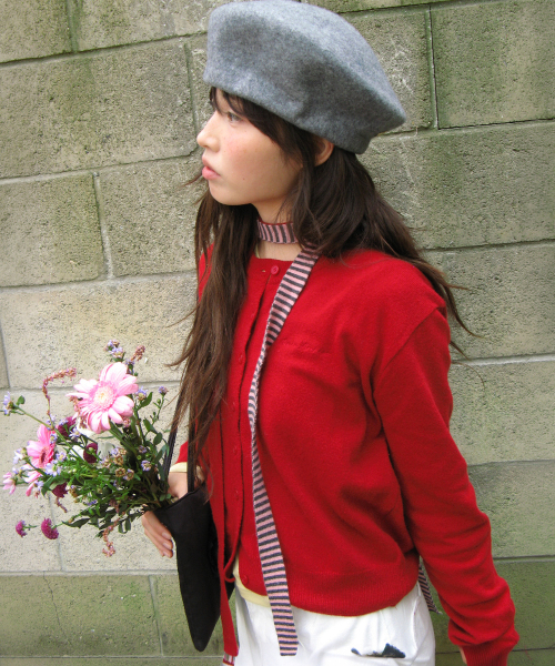 BASIC WOOL ARCHIVE CARDIGAN RED