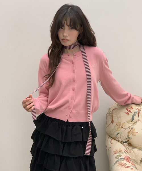 BASIC WOOL ARCHIVE CARDIGAN PINK