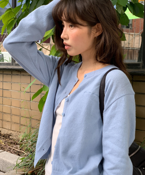 BASIC WOOL ARCHIVE CARDIGAN SOFT BLUE
