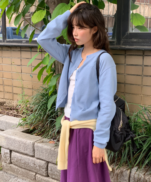 BASIC WOOL ARCHIVE CARDIGAN SOFT BLUE