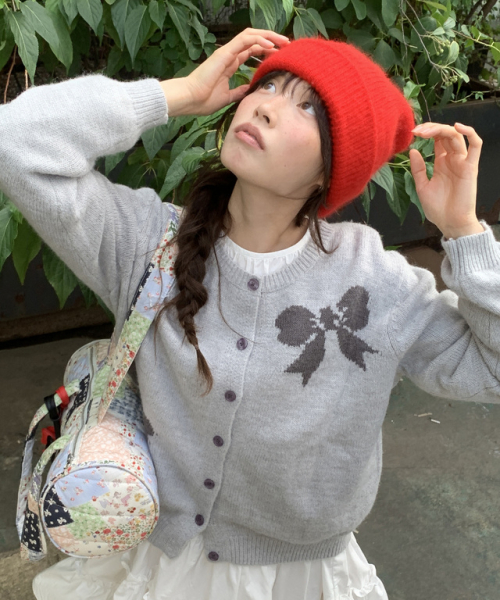 TRIPLE RIBBON CARDIGAN GREY