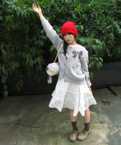TRIPLE RIBBON CARDIGAN GREY