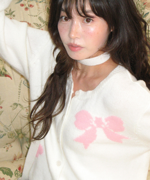 TRIPLE RIBBON CARDIGAN IVORY