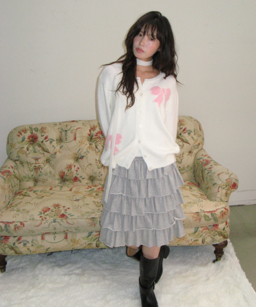 TRIPLE RIBBON CARDIGAN IVORY