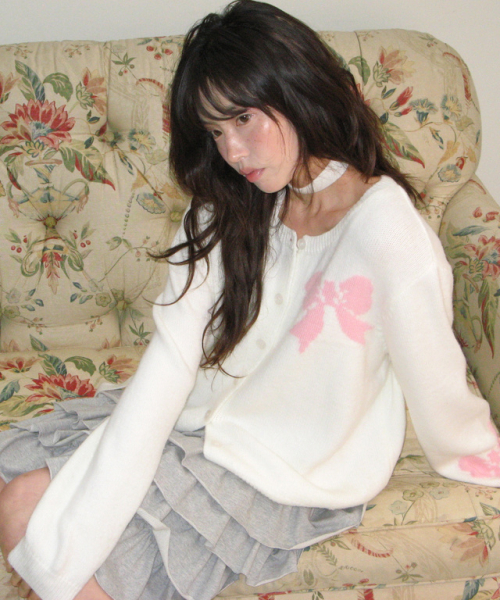 TRIPLE RIBBON CARDIGAN IVORY